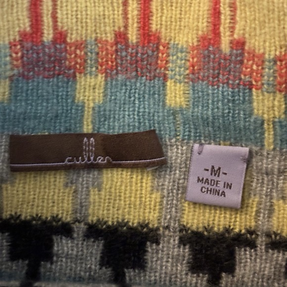 Cullen 100% Cashmere Multicolor Turtleneck Sweater Women's M Cozy Warm - Picture 3 of 5